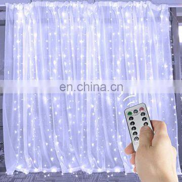 Led Wedding Curtain String Lights 3M X3M 300leds 8 Modes USB Powered photo-7