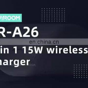 Joyroom 15W Max 10W 5W Qi-Certified Fast 2 in 1 Wireless Charger Charging Cargador Inalambrico For iPhone 11 12