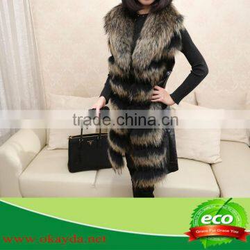 Real Luxurious Elegant Pretty Women Double Color Raccoon Hair and Rabbit Skin Coat On Sale