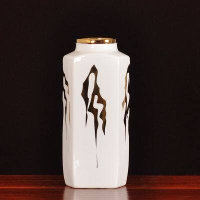 Nordic Modern Simple Creative Electroplate White Black Jingdezhen Ceramic Vase For Shopping Mall photo-3