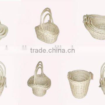 White Wicker Basket With Handle