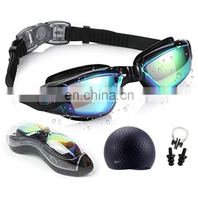 Custom logo swimming goggles waterproof large frame clear vision swimming goggles anti fog multi color swimming goggles