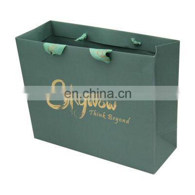 print logo washable shopping packaging kraft custom paper bag with ribbon handle