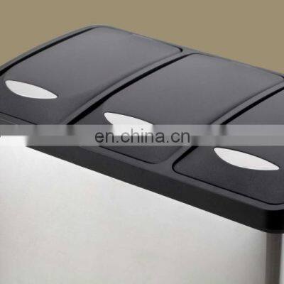 Large Capacity Recycle Trash Bins Recycling Garbage Bins Outdoor Household 3 Compartments Metal Recycling Bins photo-4