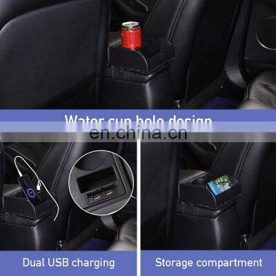 Hot Sale Car Armrest Cushion Elbow Support Cup Holder Storage Box Auto Arm Rest Pad Universal Vehicle With USB Charging Ports
