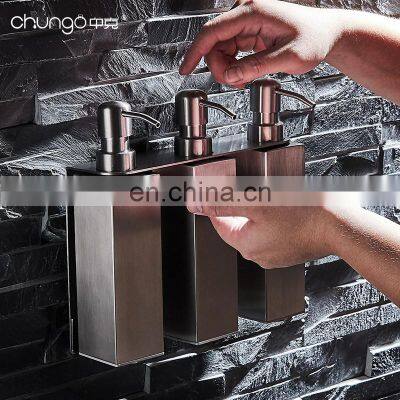 Wall mounted Stainless Steel modern Liquid 3 in 1 metal hand triple Soap Dispenser bracket with Pump bathroom accessories shower