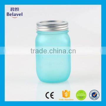 High quality food use mason jar with metal lid frosted glass mason jar