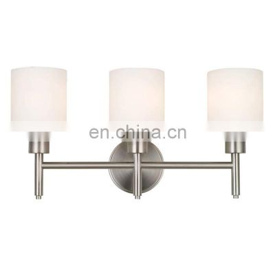 Hot Brushed Nickel Finish Alabaster Frosted Glass 3 Light Bathroom Vanity Light Wall Sconce