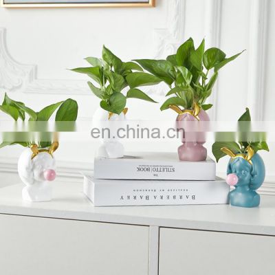 Home Decor Accessories Resin Planters Flowerpot Flower Pot Pots Female Face Silicone Plant Office Table Girl Head Planter