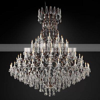 Modern led luxury crystal chandelier extra large black hanging pendant lights can be customized as customer's requirement