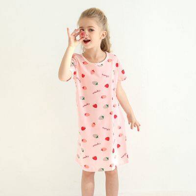 A-class Cotton Strawberry Printed Children's Pajamas Short Sleeved Home Clothing Girl's Pajamas photo-3