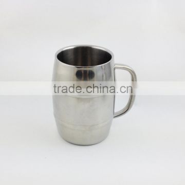 Double Wall Barrel Shaped Stainless Steel Beer Mug 18OZ