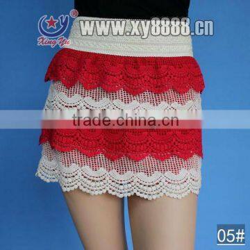 Ladies Sexy Embroidery Lace tiered Mini Skirt