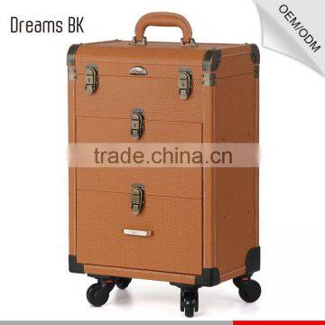 Manufacturer OEM Trolley Makeup Artist Case With Functional Wheels Rolling and Mirror photo-2