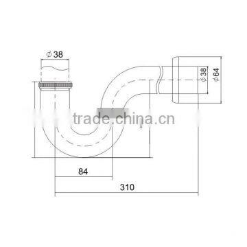 Polished Chrome P Trap With Round Box Escutcheon 1-1/2" Basin Sink Trap