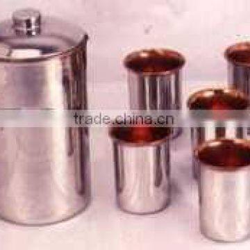 Copper Steel Jug & Tumblers