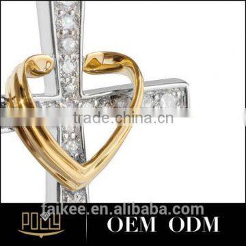 Sterling Silver Heart Cross Pendant for Men Contemporary Pendant Lamp Cheap photo-3