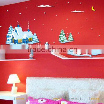 ALFOERVER Pvc Snow Mountain Christmas Wall Decals photo-2