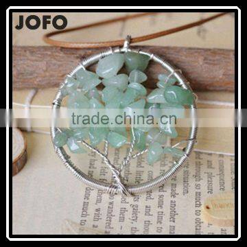 2015 Hot Sale Natural Gemstone Pendants Tree of Life Factory Wholesale Round Shape Charms SCC0354