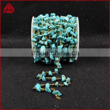 Blue Turquoise Rosary Beads Chain Wire Wrapped Handmade Chain Quality Choice photo-4