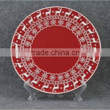 Christmas series of embossed 3D ceramic dinner plate