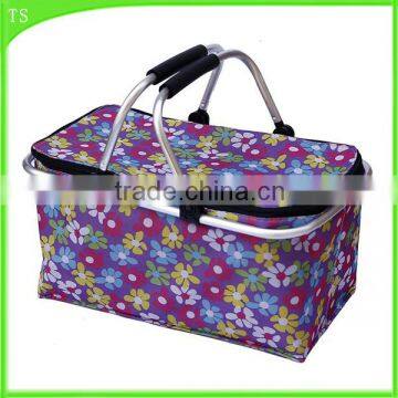 Oxford folding shopping basket outside sports insulation picnic cooler bag                        
                                                                                Supplier's Choice