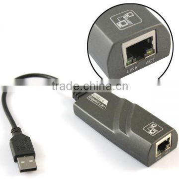 High Speed USB 2.0 to 10/100/1000Mbps Ethernet RJ45 Gigabit Lan Adapter