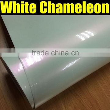 High Glossy White Pearl Chameleon Car Wrap Vinyl Film 1.52*20m with air free bubbles