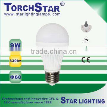 A60 LED bulb 9W LED bulb Aluminum plastic heat sink