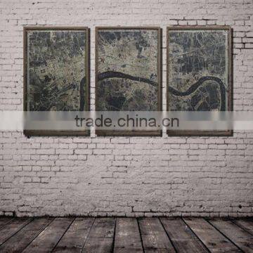 3-Panel MDF paper Print map Modern Canvas Wall Art living room decoration