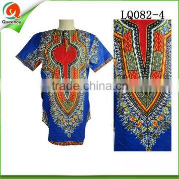 RED 2016 New Fashion Hot Sale Design African Traditional Print 100% Cotton Dashiki T-Shirt For Unisex photo-3