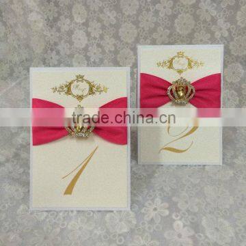 hot pink wedding gold brooch table card