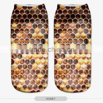 Fashion Honny Dots Wear High Quality 3d Digital Full Print Colorful Ankle Socks Sports Unisex Custom Hot Sale Stretch Spandex photo-2
