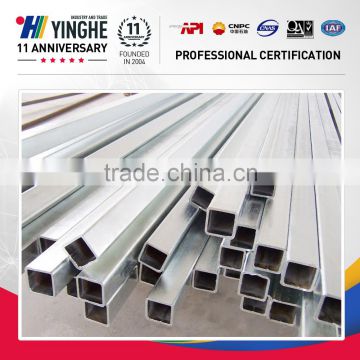 welded hollow section pregalvanized square steel pipe sizes