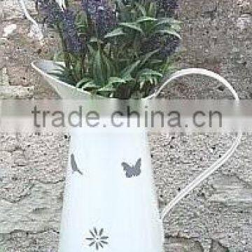 2015 innovative product Pretty Cream and Grey Painted Metal Jug/Unique Flower Vase /metal flower antique vase