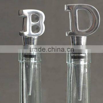 BOTTLE STOPPER, SILVER BOTTLE STOPPER, Alphabet BOTTLESTOPPER