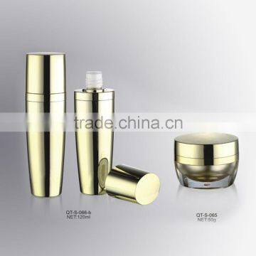 Plastic Cosmetic Empty Jar for Cosmetic Packaging Acryl Oval Series Gold Shiny Color 50g 120ml