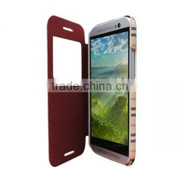 For HTC one M8 female phone grid case, for HTC M8 cute girl's style visible winbdow case