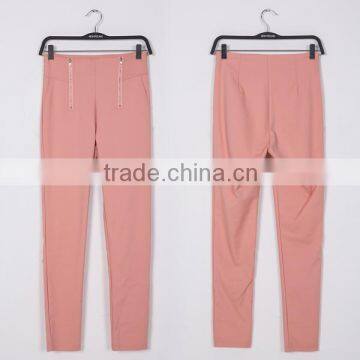 Women Lady Pink With Zip Casual Long Pants Trousers photo-6
