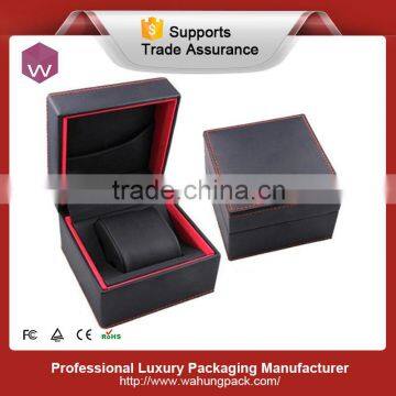 PU leather pillow inside red stitching leather watch box