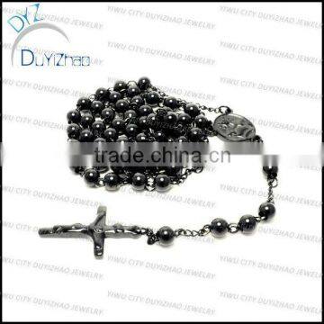 Fashion mens black rosary necklace