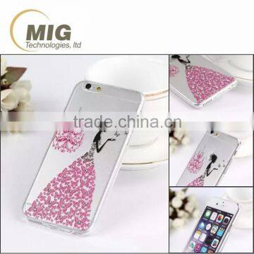 Coloful drawing transparent TPU silicone wedding dress mobile phone case for iphone 6 cell phone cover