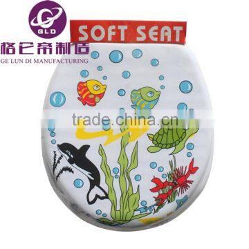 GLD Hot Sales china printing fish summer soft toilet seat / toilet seat,PVC soft toilet seat,Soft close hinged toilet seat