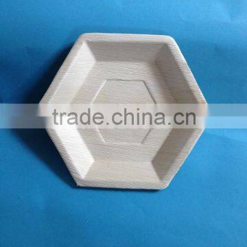 9'' hexagon palm leaf plate