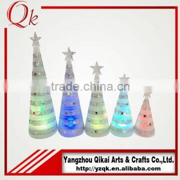 small size glass christmas tree with led light for christmas party