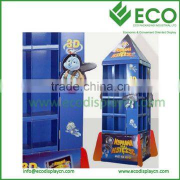 Corrugated Cardboard Retail Floor Lantem Display Stand With Shelf photo-3