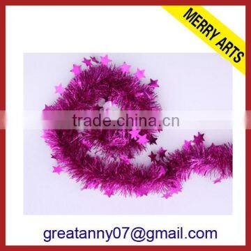 wholesale star decoration purple tinsel party garland christmas tinsel garland ornament