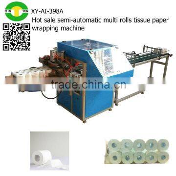 Hot sale semi-automatic multi rolls tissue paper wrapping machine