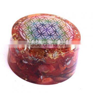 Carnelian Flower Of Life Orgonite Energy Tower Buster : Energetic Space Protectors photo-2