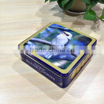 parrot printing cookie square tin box for packing